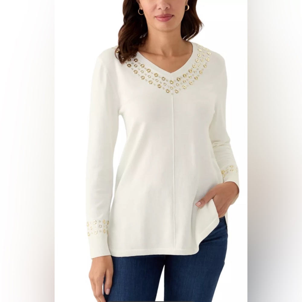 RUDY Rd. Sweater Knit
Grommet Embellished Trim Women’s Sweater size M